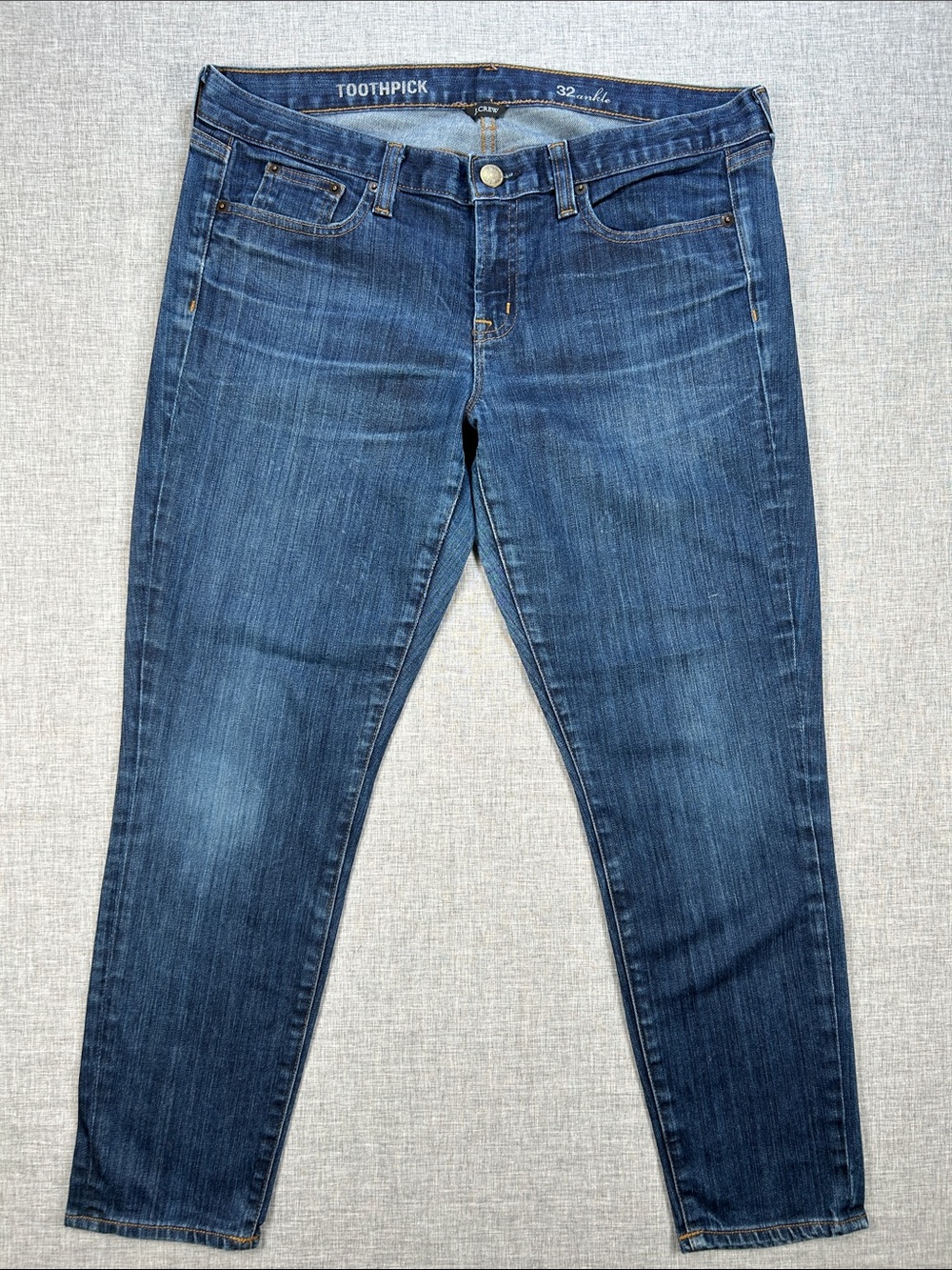 J.Crew Toothpick Jeans Womens 32 Ankle Skinny Medium Wash Denim